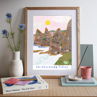 The Duncansby Stacks, Scottish Highlands Landmark Travel Print