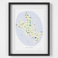 Map of Isle of Skye in Scotland framed print illustration