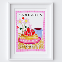 Good Morning Pancakes Art Print - Mixed Media Watercolour Collage