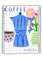 Good Morning Coffee Barista Art Print - Watercolour Collage Poster by artist Holly Francesca