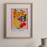 Farmers Market Food Produce Art Print - Watercolour Pastel Poster by Holly Francesca