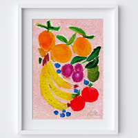 Farmers Market Food Produce Art Print - Watercolour Pastel Poster by Holly Francesca