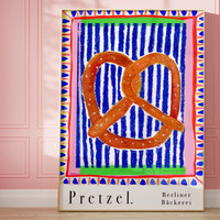 Pretzel Art Print - Watercolour Pastel Berlin Poster by artist Holly Francesca