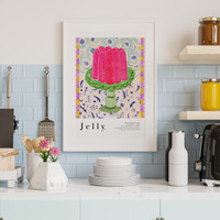 Strawberry Jelly Art Print - Watercolour Pastels Food Poster by Holly Francesca