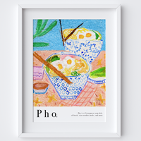 Pho Art Print - Watercolour Vietnamese Soup Dish Poster by artist Holly Francesca