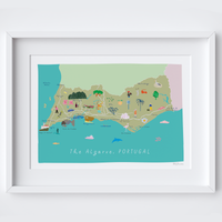 Illustrated Map of The Algarve Art Print by artist Holly Francesca