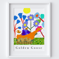 Golden Goose Art Print - Painted Collage Poster