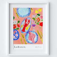 Lobster Art Print - Watercolour Pastel Poster by artist & illustrator Holly Francesca