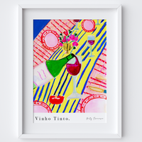Red Wine Art Print - Watercolour Pastel Poster by artist & illustrator Holly Francesca