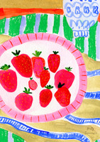 Strawberries Still Life Art Print - Watercolour Pastel Poster by artist & illustrator Holly Francesca