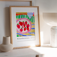 Strawberries Still Life Art Print - Watercolour Pastel Poster by artist & illustrator Holly Francesca