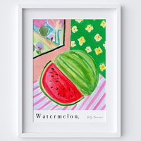 Watermelon Still Life Art Print - Watercolour Pastel Poster by artist & illustrator Holly Francesca