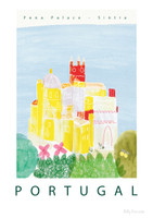 This travel poster of Palácio da Pena (National Palace of Pena) - Sintra, Portugal was created from an original drawing by artist Holly Francesca.