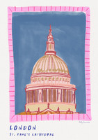 This travel poster of St Paul's Cathedral Rooftop, London was created from an original drawing by artist Holly Francesca.