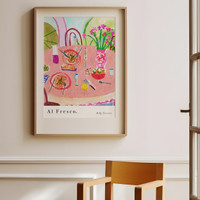 Italian Pasta 'Al Fresco' Table Scene Art Print - Watercolour Pastel Poster by artist Holly Francesca