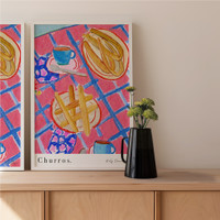 Churros Spanish Table Scene Art Print - Watercolour Pastel Poster by artist Holly Francesca