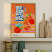 Orange Juice Scene Art Print - Watercolour Pastel Poster by artist Holly Francesca