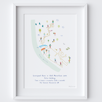 Illustrated Custom Marathon Route Map Art Print - Your Route Drawn - Commission by artist Holly Francesca
