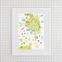 Illustrated hand drawn Map of Regent's Park, London art print by artist Holly Francesca.