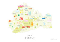 Map of Surrey South West England framed print illustration