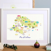 Map of East Sussex in South East England framed print illustration