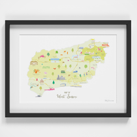 Map of West Sussex South England framed print illustration