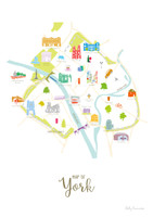 Illustrated hand drawn Map of York art print by artist Holly Francesca.