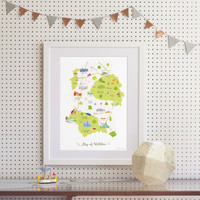 Map of Wiltshire South West England Cotswolds framed print illustration