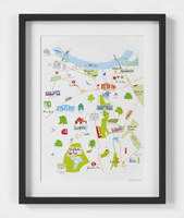 Map of Putney, Southfields, Earlsfield & Wandsworth Art Print (Various Sizes)