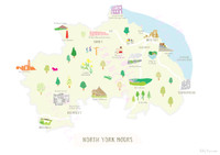 Illustrated hand drawn Map of the North York Moors National Park art print by artist Holly Francesca.