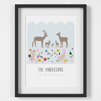 Personalised Deer Family Art Print 