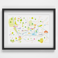 Map of Bristol Art Print illustration framed by artist Holly Francesca