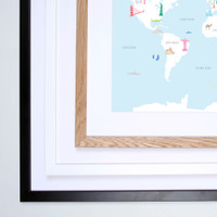 Illustrated hand drawn Map of the World art print by artist Holly Francesca.