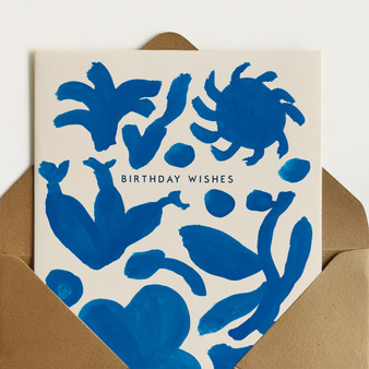 Abstract Blue Card by UK artist Holly Francesca