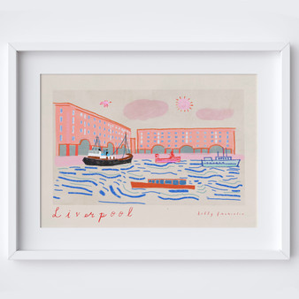 Royal Albert Docks Art Print - Painted Liverpool Landmark Poster by UK artist & illustrator Holly Francesca