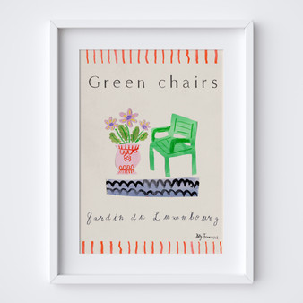 Paris Green Chairs Print Art - Jardin du Luxembourg Poster  by Holly Francesca