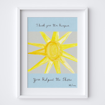 Illustrated Personalised Teacher Thank You Print - Blue Sunshine by artist Holly Francesca.