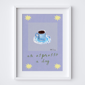 An Espresso a Day Poster - Coffee Summer Editions Art Print by UK artist & illustrator Holly Francesca