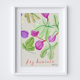 Fig Harvest Poster - Summer Editions Fruit Art Print by UK artist & illustrator Holly Francesca