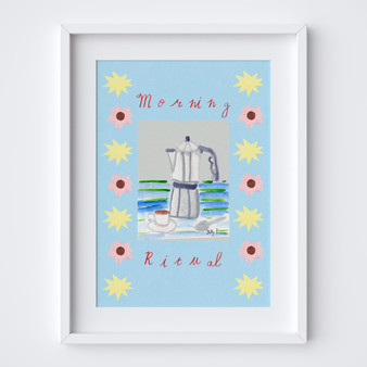 Morning Coffee Ritual Poster - Summer Editions Art Print by UK artist & illustrator Holly Francesca