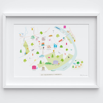 Map of St Margarets and East Twickenham Art Print