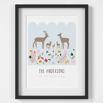 Personalised Deer Family Art Print