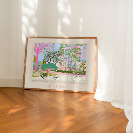 Jardim da Estrela Poster - Lisbon, Portugal - Floral Facades Landmark Print  by UK artist & illustrator Holly Francesca