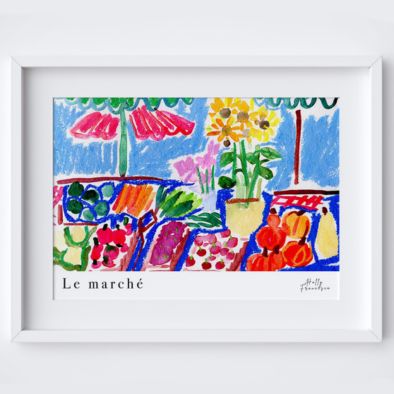 Le Marche Art Print - French Food Watercolour and Pastel Kitchen Poster by artist & illustrator Holly Francesca