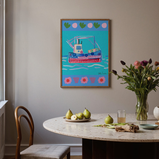 Fishing Boat on the Blue Poster - Summer Editions Art Print