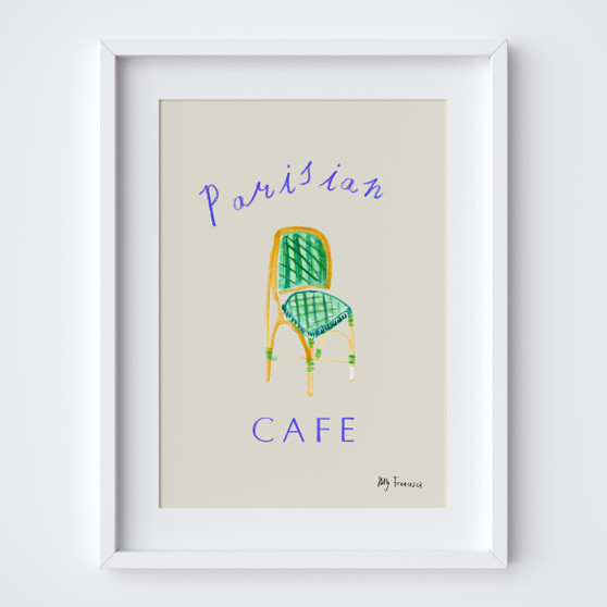 Parisian Cafe Chair Poster - French Summer Editions Art Print by UK artist & illustrator Holly Francesca