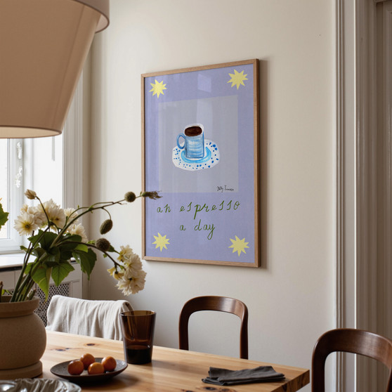 An Espresso a Day Poster - Coffee Summer Editions Art Print by UK artist & illustrator Holly Francesca