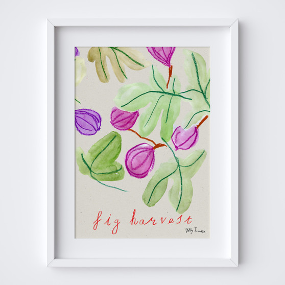 Fig Harvest Poster - Summer Editions Fruit Art Print by UK artist & illustrator Holly Francesca
