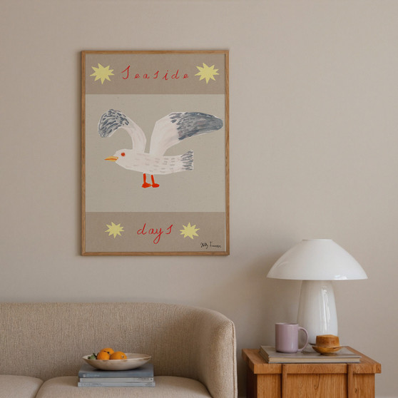 Seagull Seaside Days Poster - Summer Editions Art Print by UK artist & illustrator Holly Francesca