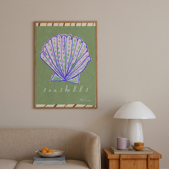 Scallop Seashell Poster - Summer Editions Art Print by UK artist & illustrator Holly Francesca